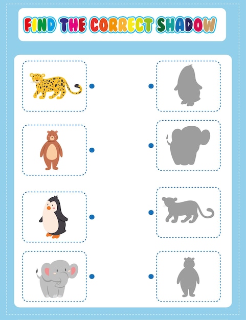 find the correct shadow worksheet for kids