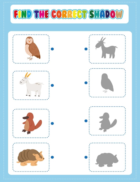 find the correct shadow worksheet for kids