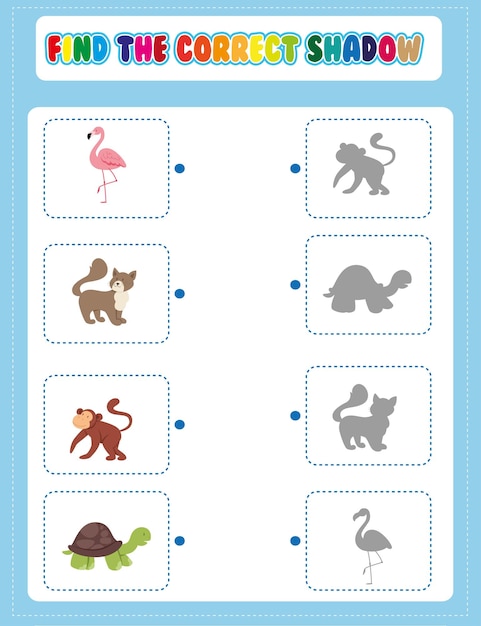 find the correct shadow worksheet for kids