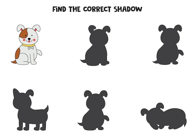 Find the correct shadows of cute brown dog Logical puzzle for kids