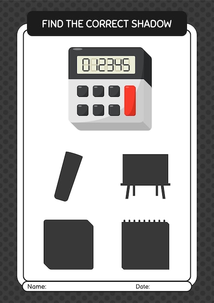 Find the correct shadows game with calculator worksheet for preschool kids kids activity sheet