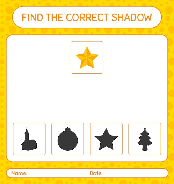 Find the correct shadows game with christmas ornament. worksheet for preschool kids, kids activity sheet