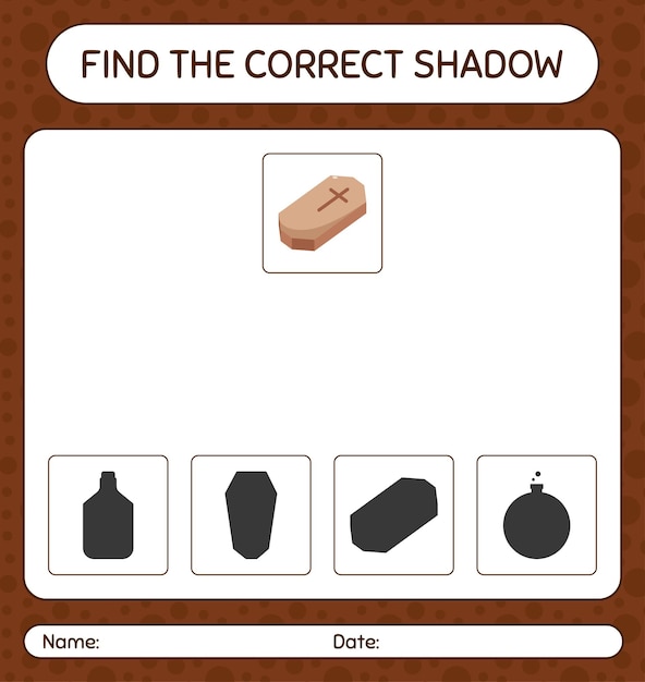 Find the correct shadows game with coffin. worksheet for preschool kids, kids activity sheet