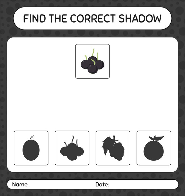 Find the correct shadows game with farkleberry. worksheet for preschool kids, kids activity sheet