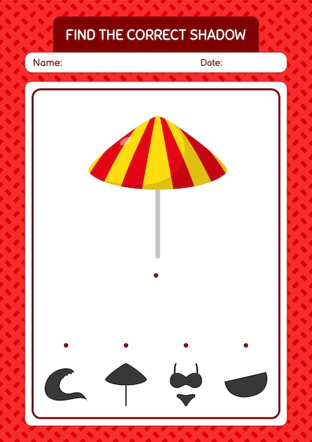 Find the correct shadows game with umbrella worksheet for preschool kids kids activity sheet