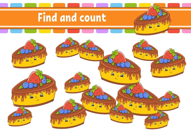 Find and count Education developing worksheet Activity page Puzzle game for children Birthday theme