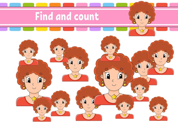 Find and count Education developing worksheet Activity page Puzzle game for children Logical thinking training