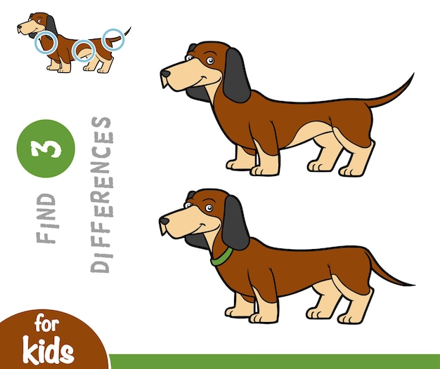 Find differences education game for children, Dachshund