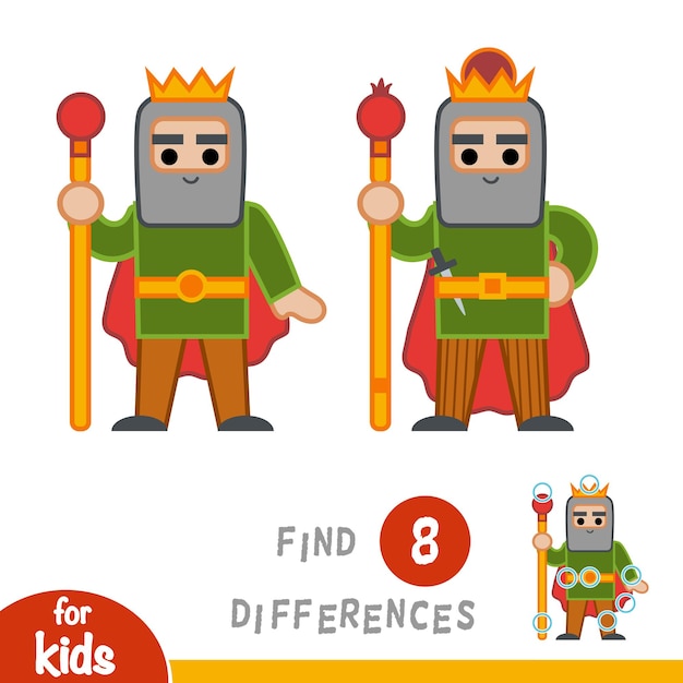 Find differences, education game for children, King