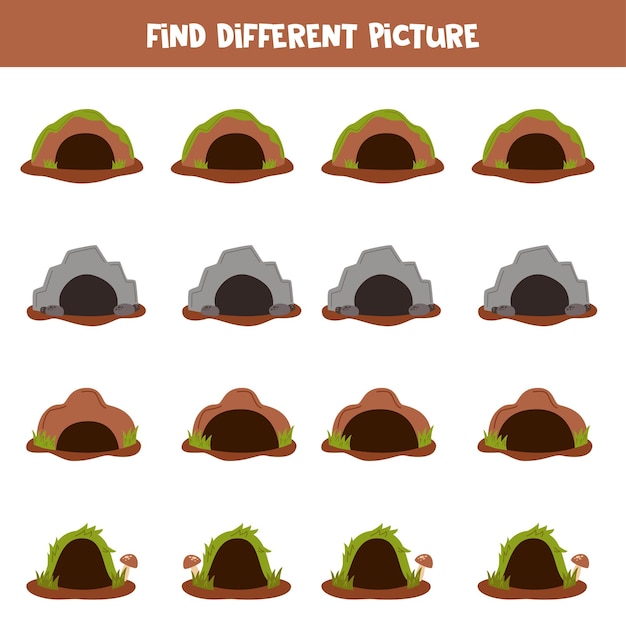 Find different picture in each row Logical game for preschool kids