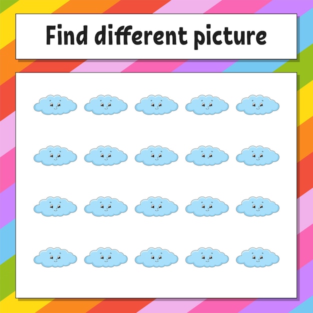 Find different picture Educational activity worksheet for kids and toddlers Game for children