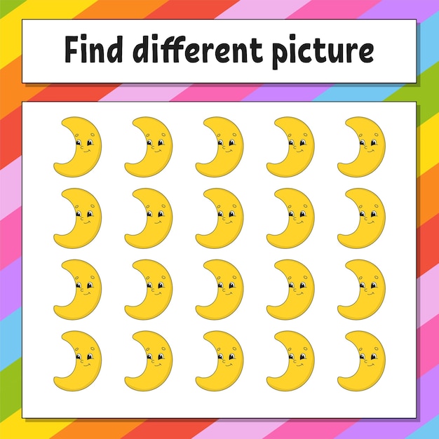 Find different picture Educational activity worksheet for kids and toddlers Game for children