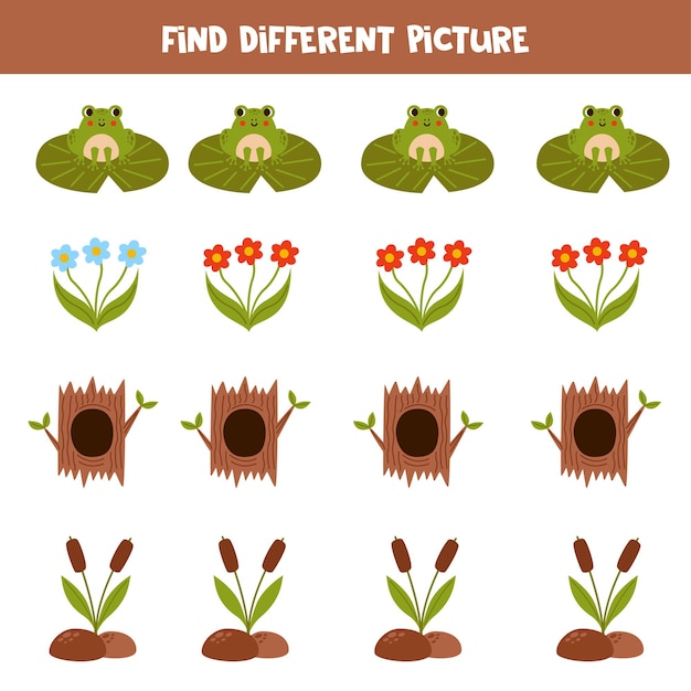 Find different woodland animal in each row Logical game for preschool kids