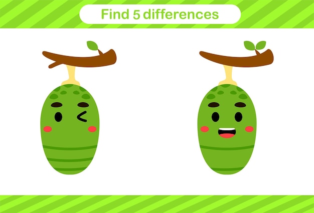 Find five differences of insect Education game for kids Educational page