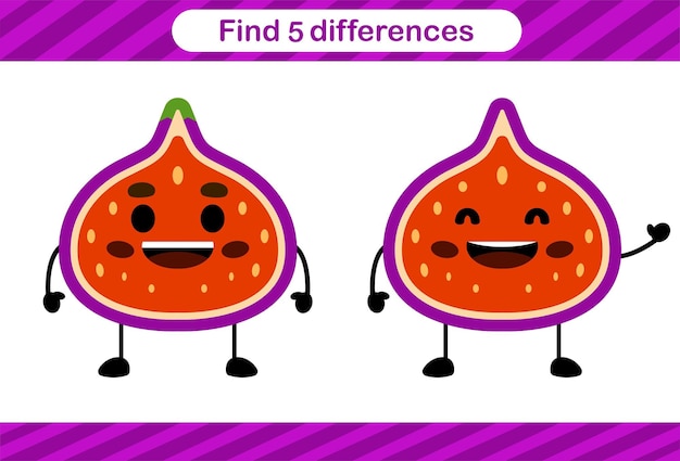 Find five differences of vegetables Education game for kids Educational page