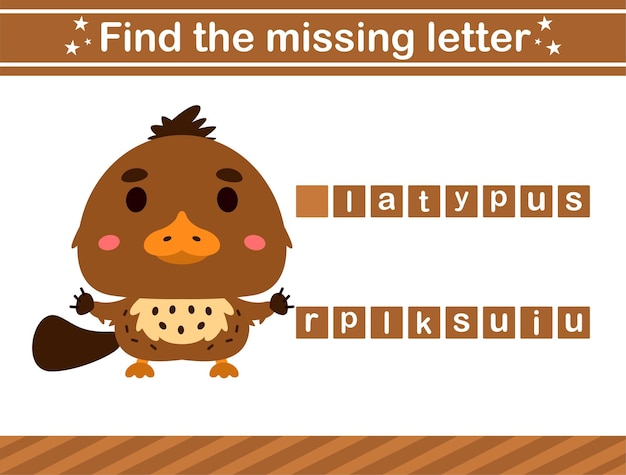 Find the missing letter of animalsuitable for preschoolEducational page for kids