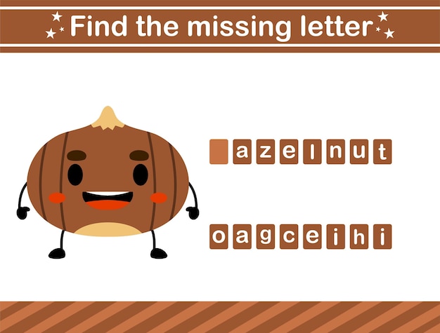 Find the missing letter of fruit suitable for preschool Educational game for kids