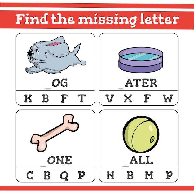 Find the missing letter game for preschool children