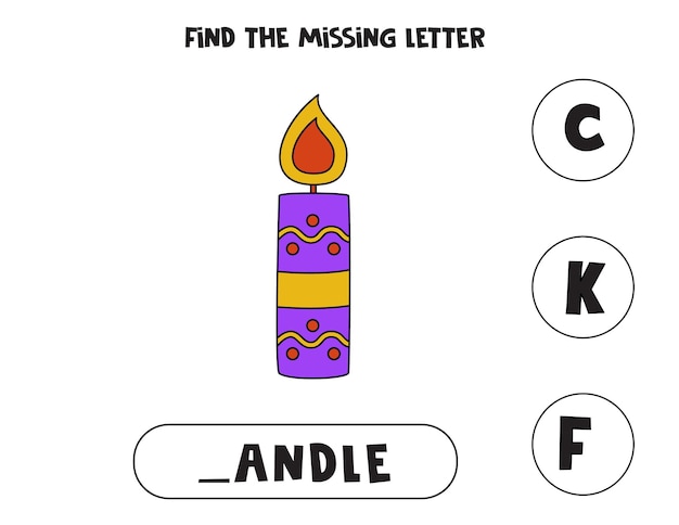 Find missing letter with candle Spelling worksheet