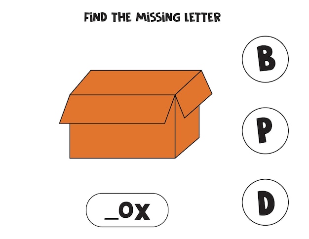 Find missing letter with carton box Spelling worksheet