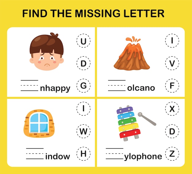 Find the missing letterEducation game for kids