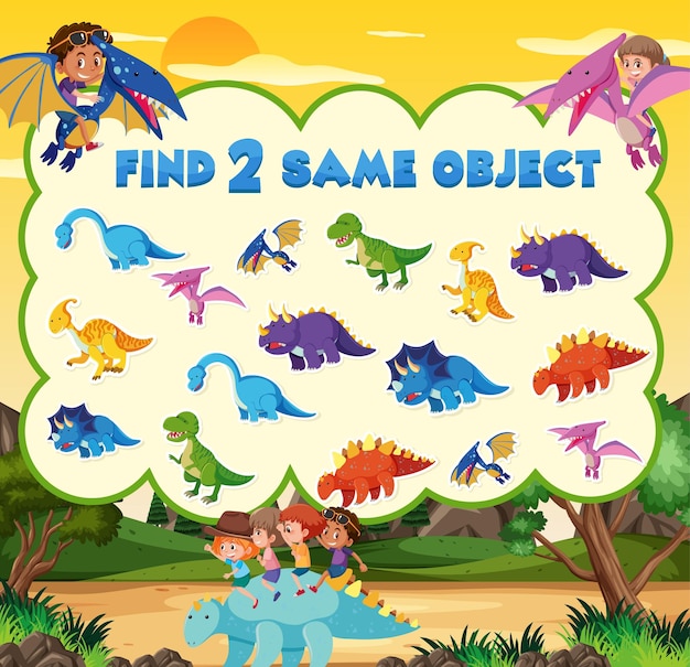 Find object game template of dinosaur