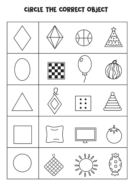 Vector find the object which matches with the shape. learning geometrical shapes.