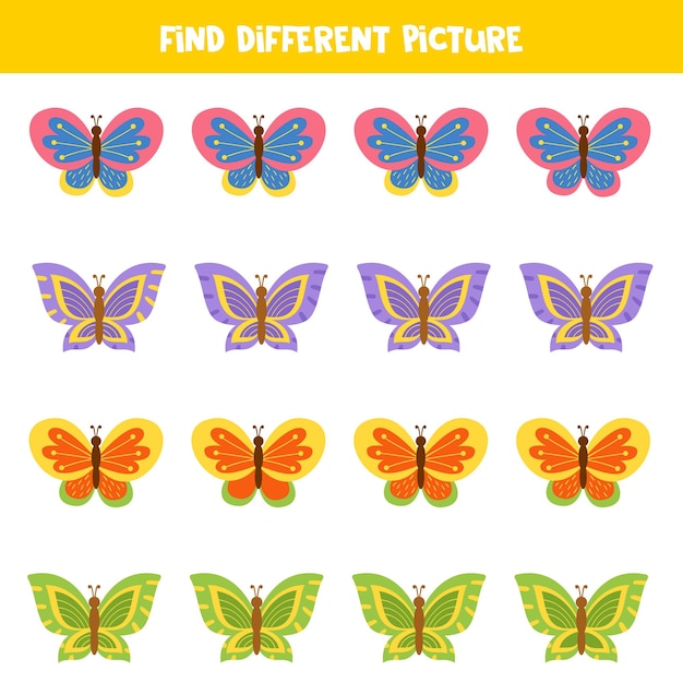 Find picture which is different from others worksheet for kids