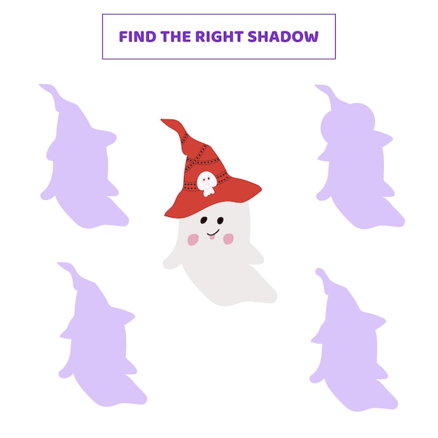 Find the right shadow for cartoon halloween ghost