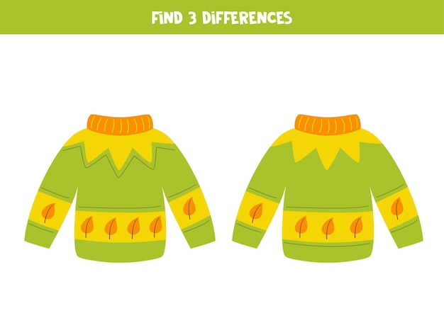 Find three differences between two autumn sweaters