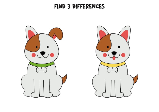 Find three differences between two cute dogs