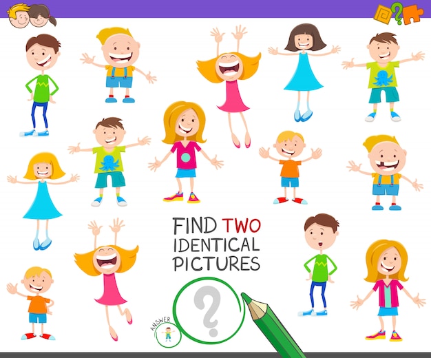 Find Two Identical Pictures Educational Game with Kids