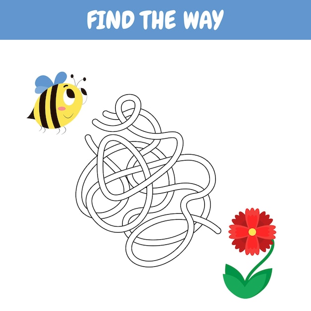 Find the way Educational game for children Vector illustration