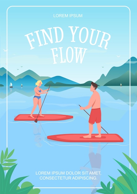 Find your flow poster flat template. Different summer activities during holidays.