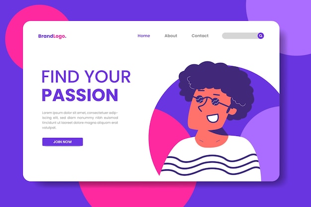 Find Your Passion Education Landing Page Design With a Young Boy Illustration