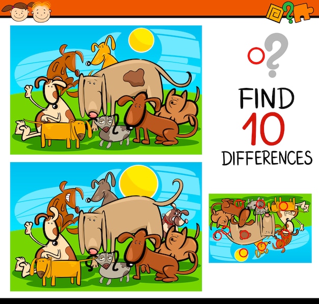 finding differences game cartoon