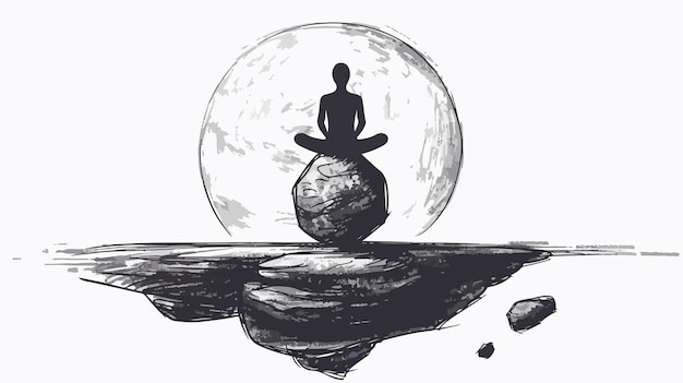 Finding His Inner Balance Handdrawn Vector Illustration