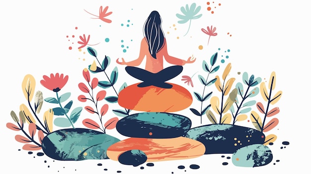 Finding Inner Balance Handdrawn Vector Illustration