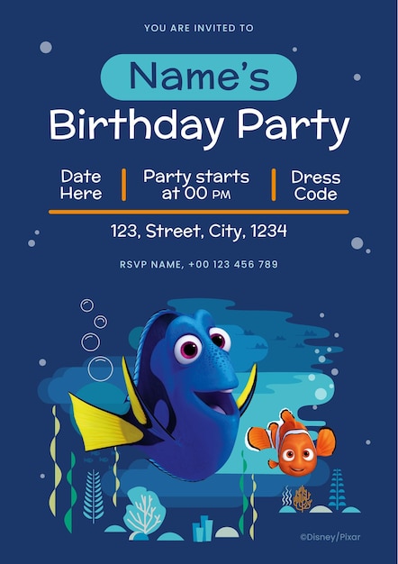 Finding Nemo Birthday Invitation