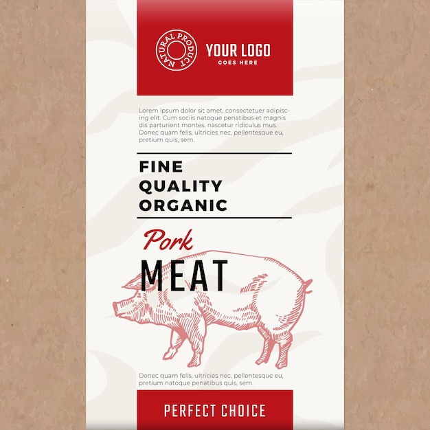 Fine Quality Organic Pork. Abstract  Meat Packaging  or Label.