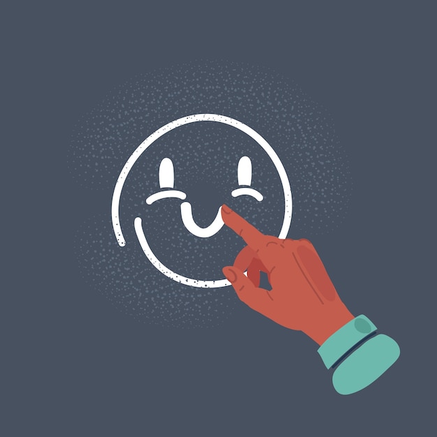 Finger drawn a smiling face on dark background