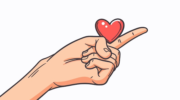 Vector finger heart doodle hand drawn line art valentines day concept