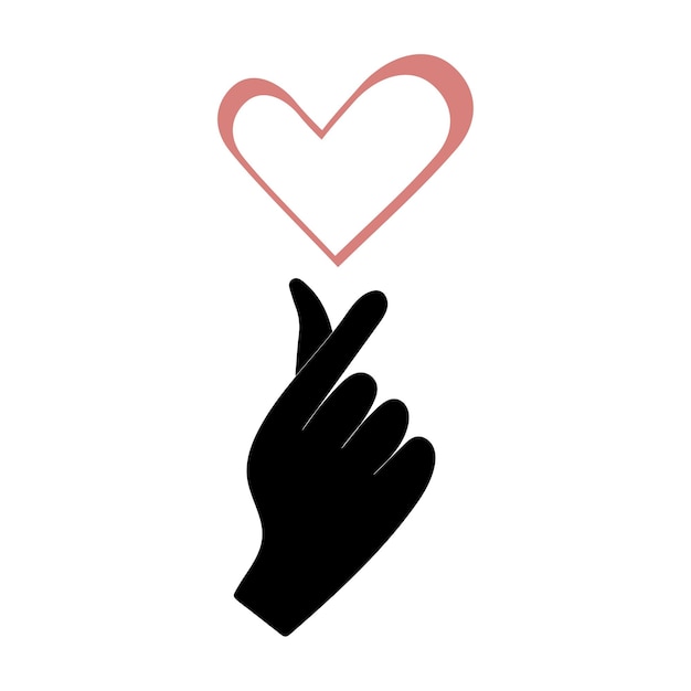 Vector finger heart icon korean love sign i love you hand gesture silhouette illustration sticker