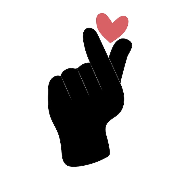 Vector finger heart icon korean love sign i love you hand gesture silhouette illustration sticker