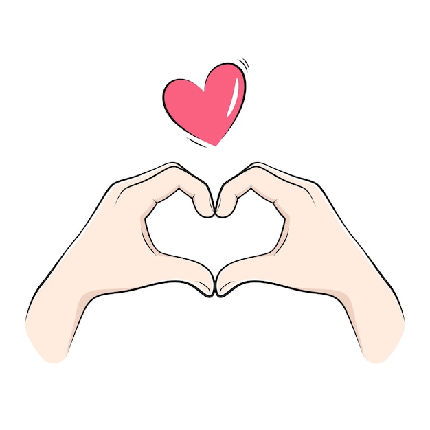 Finger heart, love hand sign vector drawing