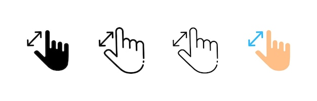 Finger image expansion icons Different styles index finger icons Vector icons