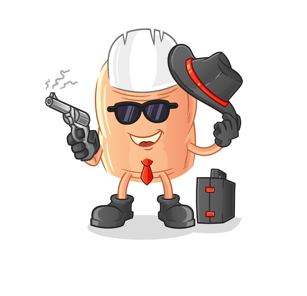 Finger mafia with gun character cartoon mascot vectorxA