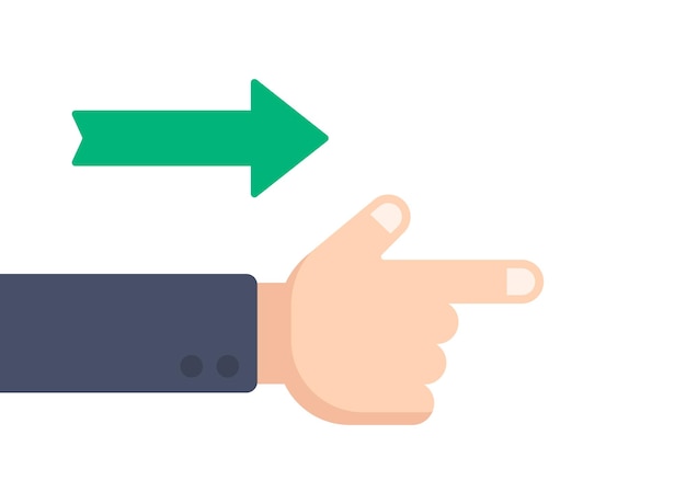 Finger pointing gesture in flat design.