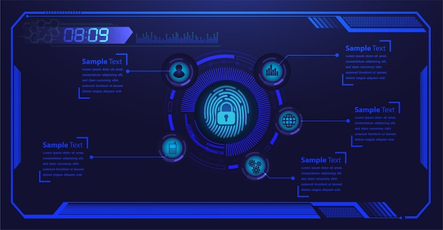 Finger print HUD network cyber security.