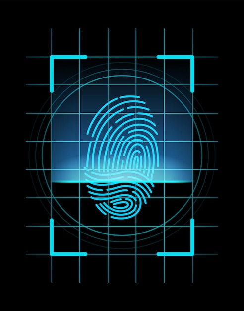 Vector fingerprint identification futuristic technology scan fingerprint security or identification system concept vector illustration biometric data design security system of thumb lines